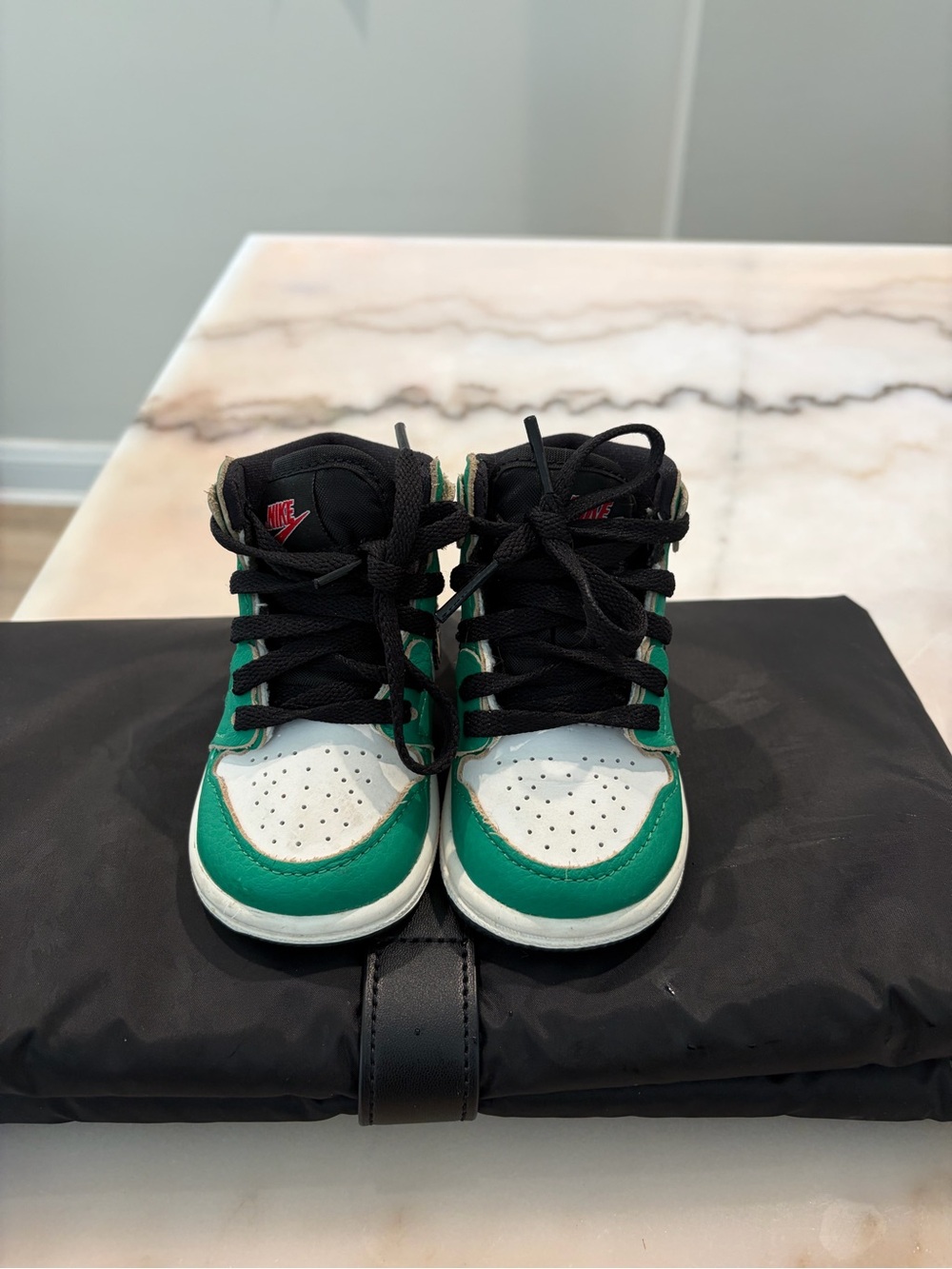 Nike Kids Green, White & Black High-Top Sneakers